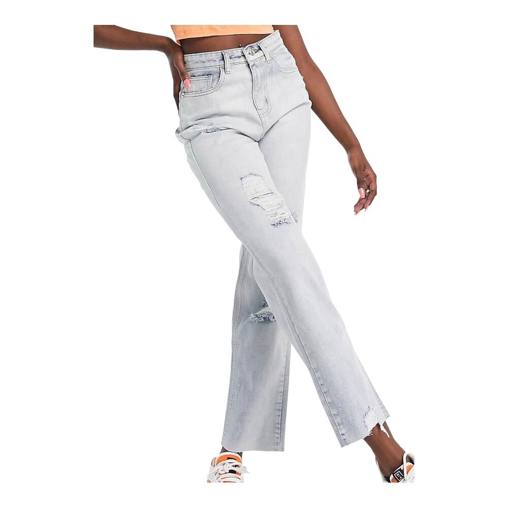 Rebellious Holly distressed high rise straight leg jeans bleach wash size 6